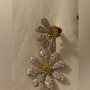 Gold tone crystal and stone flower left right earrings never worn.